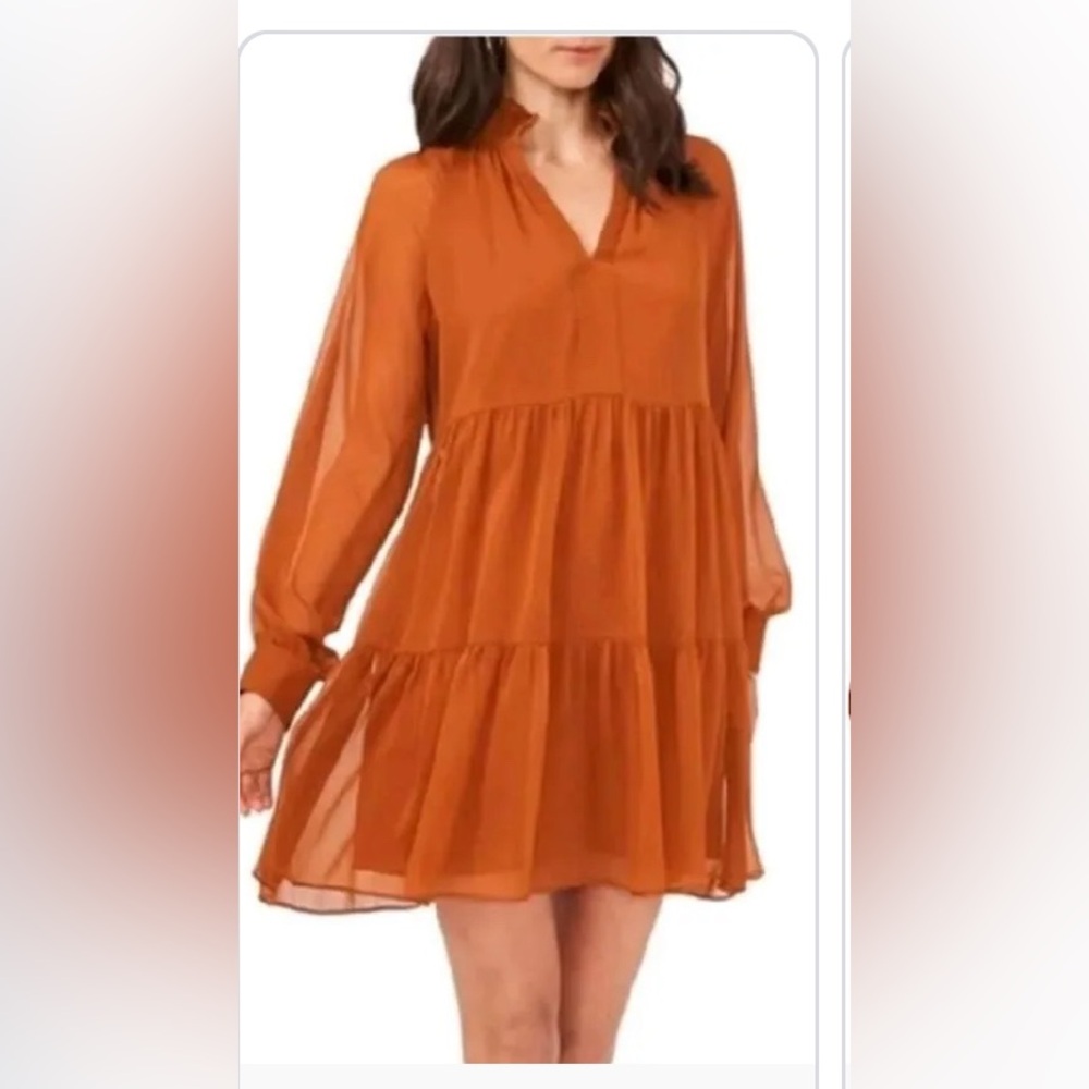 1. State Orange Tiered Sundress with Bishop Sleeves